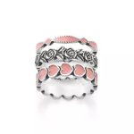 Enamel, Floral and Heart Ring Stack