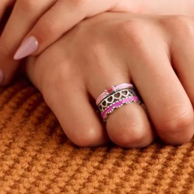 Gemstone, Heart and Scalloped Ring Stack - Image 2
