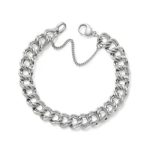 Heavy Double Curb Charm Bracelet in Sterling Silver