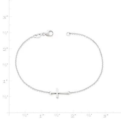 Petite Latin Cross Link Bracelet in Sterling Silver or 14K Yellow Gold - Image 3