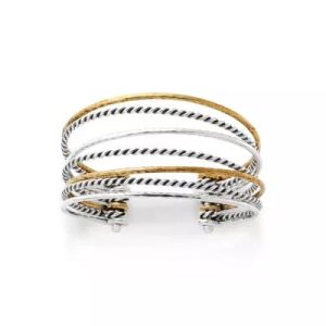 Multi-Layered Cuff Bracelet in Sterling Silver and Bronze