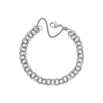Double Link Charm Bracelet in Sterling Silver