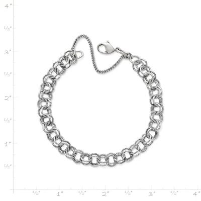 Double Link Charm Bracelet in Sterling Silver - Image 2