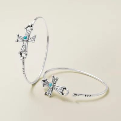Mission Cross Hook-On Bracelet with Turquoise in Sterling Silver - Image 2