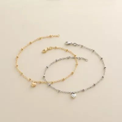 Heart Drop Anklet in 14K Yellow Gold - Image 3