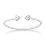 Two Hearts Flexible Cuff Bracelet in Sterling Silver