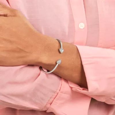 Two Hearts Flexible Cuff Bracelet in Sterling Silver - Image 3