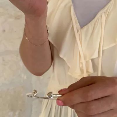 Two Hearts Flexible Cuff Bracelet in Sterling Silver - Image 4