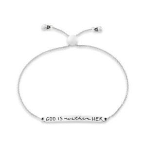 God is Within Her Slider Bracelet in Sterling Silver