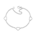 Heart Station Charm Bracelet in Sterling Silver