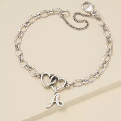 Two Hearts Together Charm Bracelet in Sterling Silver - Image 2