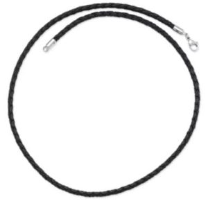 Braided Leather Necklace in Stainless Steel