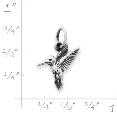 Hummingbird Charm in Sterling Silver or 14K Yellow Gold - Image 2