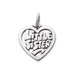 "Little Sister" Heart Charm in Sterling Silver
