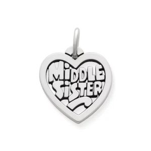 "Middle Sister" Heart Charm in Sterling Silver