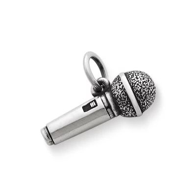 Microphone Charm in Sterling Silver