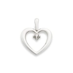Heart with Diamond Pendant in Sterling Silver
