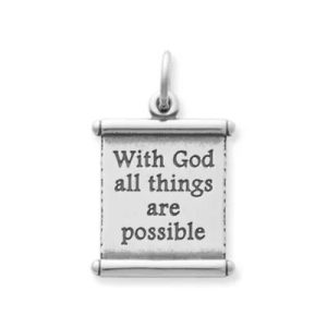 "All Things Are Possible" Scroll Charm in Sterling Silver