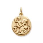 Round St. Christopher Medal Charm in 14K Yellow Gold