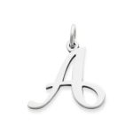 Large Script Initial Charm in Sterling Silver