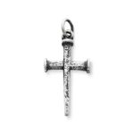 Nail Cross Charm in Sterling Silver or 14K Yellow Gold