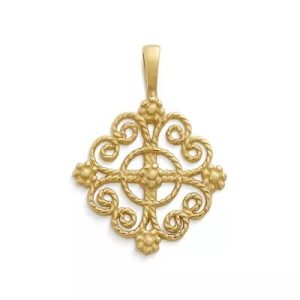 Twisted Wire Lacy Cross Pendant in 14K Yellow Gold