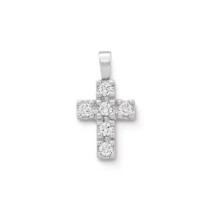 Petite Latin Cross Pendant with Diamonds in 18K Yellow Gold or 18K White Gold