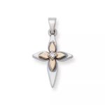 Light of Christ Cross Pendant in Sterling Silver and 14K Yellow Gold