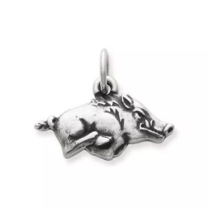 Arkansas Razorback Charm in Sterling Silver