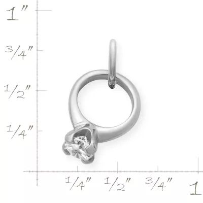 Engagement Ring Charm with Cubic Zirconia in Sterling Silver or 14K Yellow Gold - Image 2