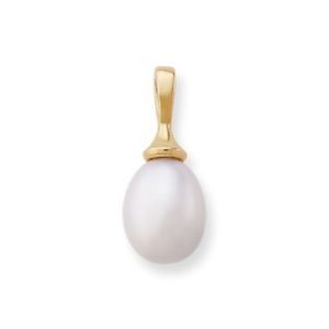 Teardrop Cultured Pearl Pendant in 14K Yellow Gold