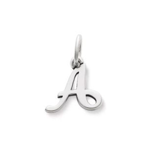 Script Initial Charm in Sterling Silver or 14K Yellow Gold