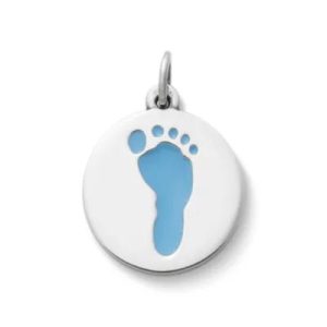 Enamel Footprint Charm in Sterling Silver
