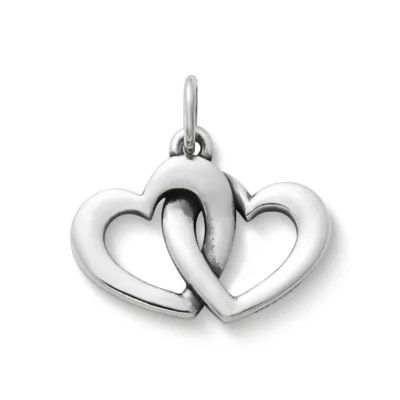 Linked Hearts Charm in Sterling Silver