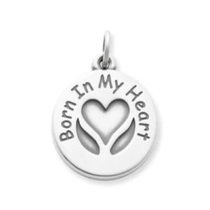"Born In My Heart" Adoption Charm in Sterling Silver