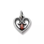 Avery Remembrance Heart Birthstone Charm in Sterling Silver or 14K Yellow Gold
