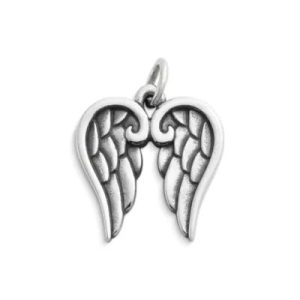Angel Wings Charm in Sterling Silver or 14K Yellow Gold