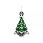 Enamel Christmas Tree Charm in Sterling Silver