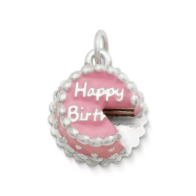 Enamel Birthday Cake Charm in Sterling Silver