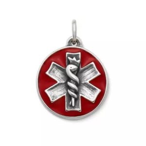 Enamel Medical Alert Charm in Sterling Silver