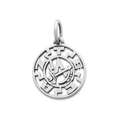 Aztec Disk Charm in Sterling Silver