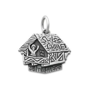 Swiss Chalet Cabin Charm in Sterling Silver