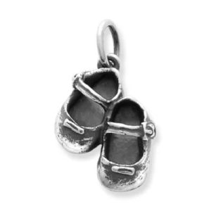 Lil' Girl Baby Shoes Charm in Sterling Silver