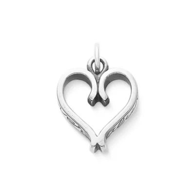 Forever and Always Heart Charm in Sterling Silver or 14K Yellow Gold