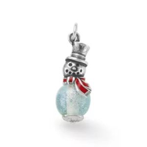 Enamel Snowman Art Glass Charm in Sterling Silver