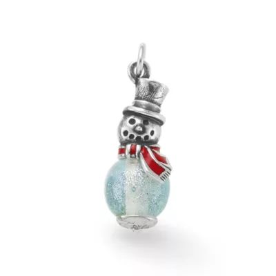 Enamel Snowman Art Glass Charm in Sterling Silver
