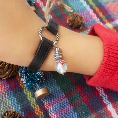 Enamel Snowman Art Glass Charm in Sterling Silver - Image 3