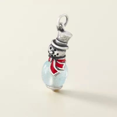 Enamel Snowman Art Glass Charm in Sterling Silver - Image 2