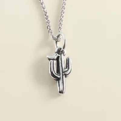 Saguaro Cactus with Bird Charm in Sterling Silver - Image 2