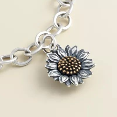 Wild Sunflower Charm in Sterling Silver and Bronze - Image 3